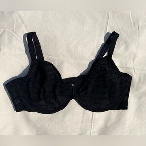 Savage X Fenty Black Mesh Velvet Cross Hatch Logo Bra 42G (4D)